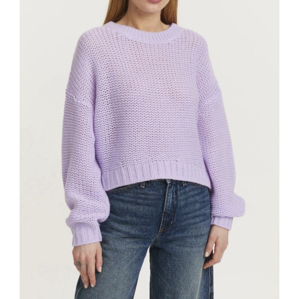 Wild Pony Boyfriend Slouchy Oversized Orchid Knit Sweater Purple Size Small